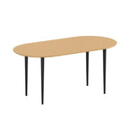 67" Natural and Black Solid Wood Oval Dining Table