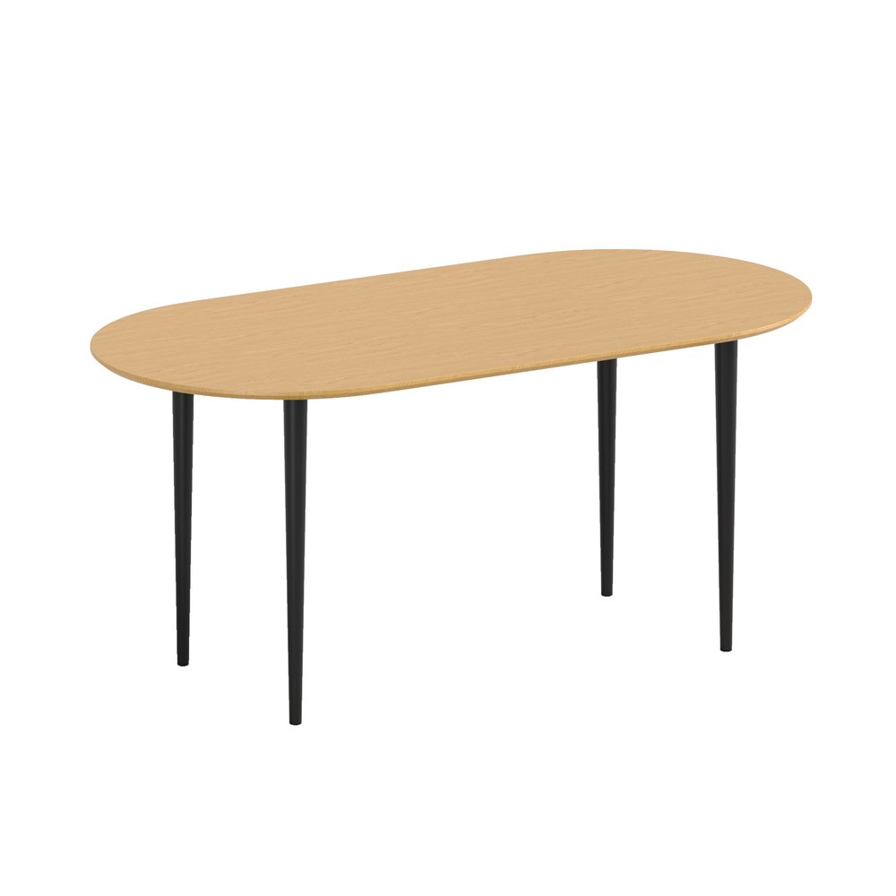 67" Natural and Black Solid Wood Oval Dining Table