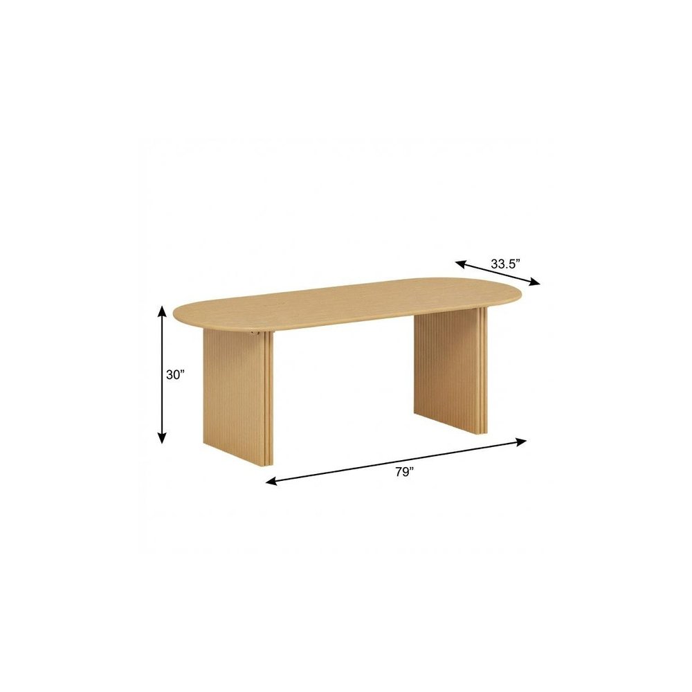 79" Black Solid Wood Double Pedestal Base Oval Dining Table