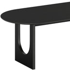 79" Black Solid Wood Geo Double Pedestal Base Oval Dining Table