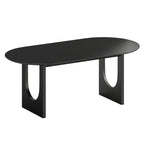 79" Black Solid Wood Geo Double Pedestal Base Oval Dining Table