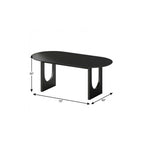 79" Black Solid Wood Geo Double Pedestal Base Oval Dining Table