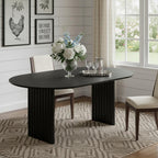 79" Walnut Solid Wood Double Pedestal Base Oval Dining Table