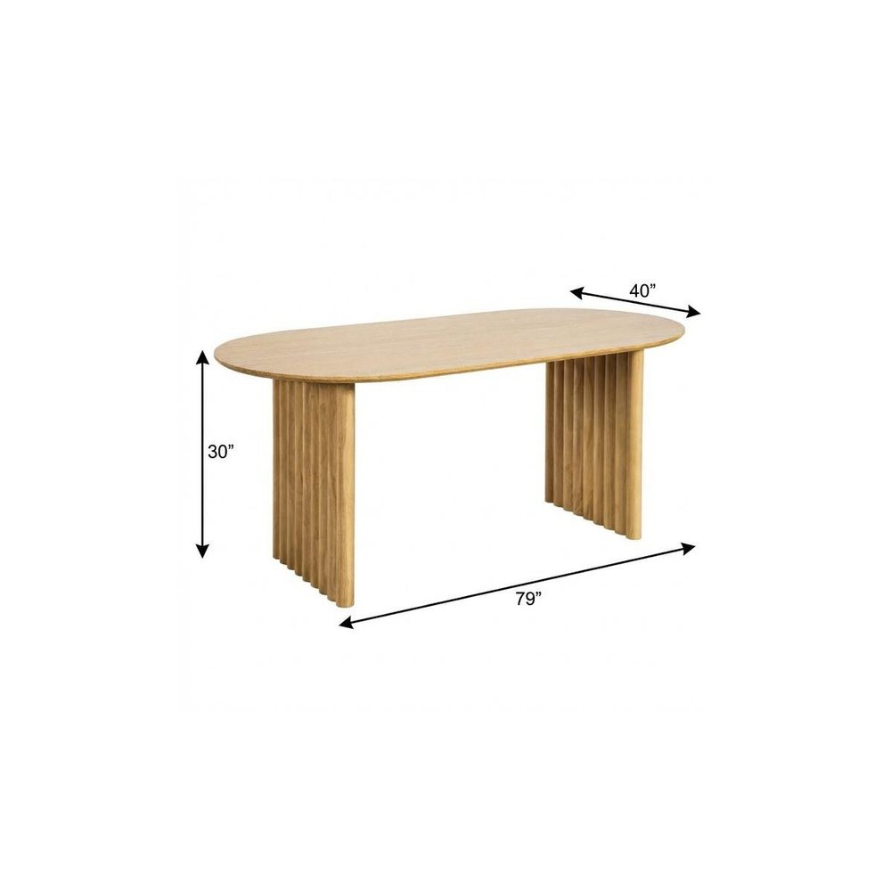79" Walnut Solid Wood Double Pedestal Base Oval Dining Table