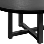 59" Black Solid Wood Cross Leg Base Round Top Dining Table