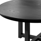 59" Black Solid Wood Cross Leg Base Round Top Dining Table
