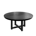 59" Black Solid Wood Cross Leg Base Round Top Dining Table