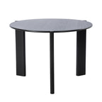 42" Black Solid Wood Three Leg Base Round Top Dining Table