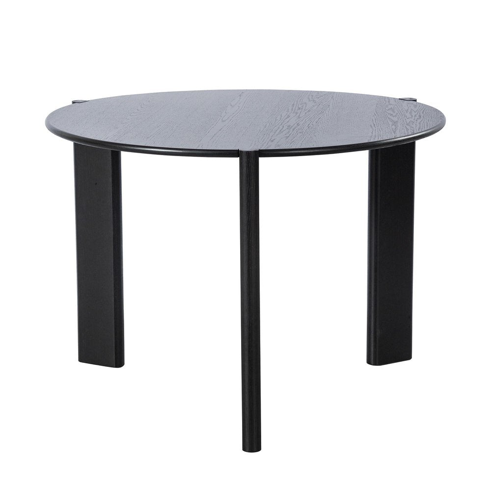 42" Black Solid Wood Three Leg Base Round Top Dining Table