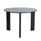 42" Black Solid Wood Three Leg Base Round Top Dining Table