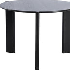 42" Black Solid Wood Three Leg Base Round Top Dining Table