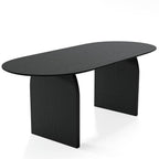 79" Black Solid Wood Double Pedestal Base Oval Dining Table