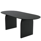 79" Black Solid Wood Double Pedestal Base Oval Dining Table
