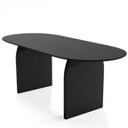 79" Black Solid Wood Double Pedestal Base Oval Dining Table