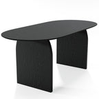 67" Black Solid Wood Double Pedestal Base Oval Dining Table