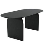 67" Black Solid Wood Double Pedestal Base Oval Dining Table