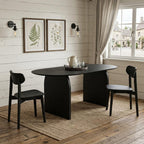 67" Black Solid Wood Double Pedestal Base Oval Dining Table
