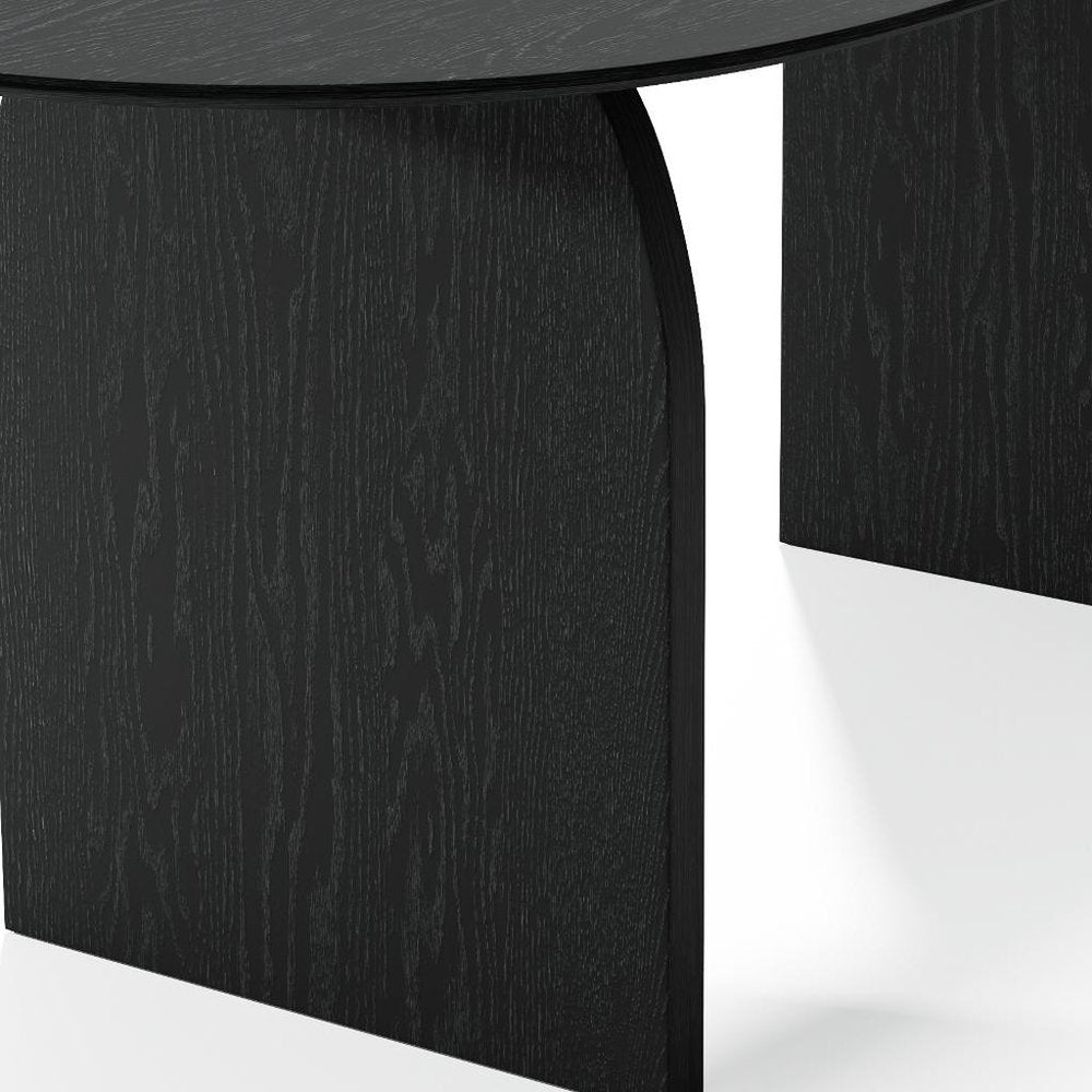 67" Black Solid Wood Double Pedestal Base Oval Dining Table