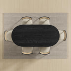 67" Black Solid Wood Double Pedestal Base Oval Dining Table