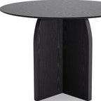 42" Black Solid Wood Pedestal Base Round Top Dining Table