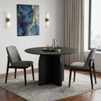 42" Black Solid Wood Pedestal Base Round Top Dining Table