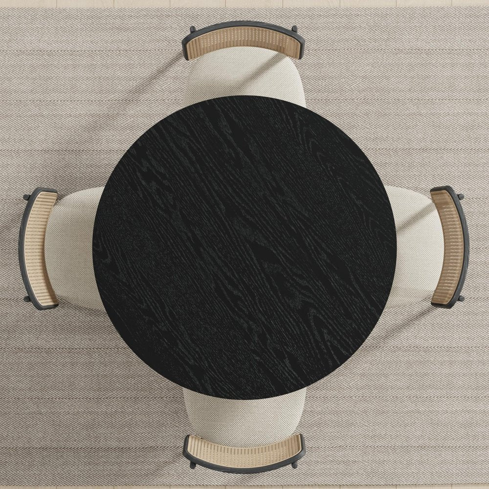 42" Black Solid Wood Pedestal Base Round Top Dining Table