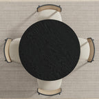 42" Black Solid Wood Pedestal Base Round Top Dining Table