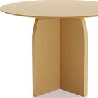 42" Black Solid Wood Pedestal Base Round Top Dining Table