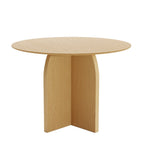 42" Black Solid Wood Pedestal Base Round Top Dining Table