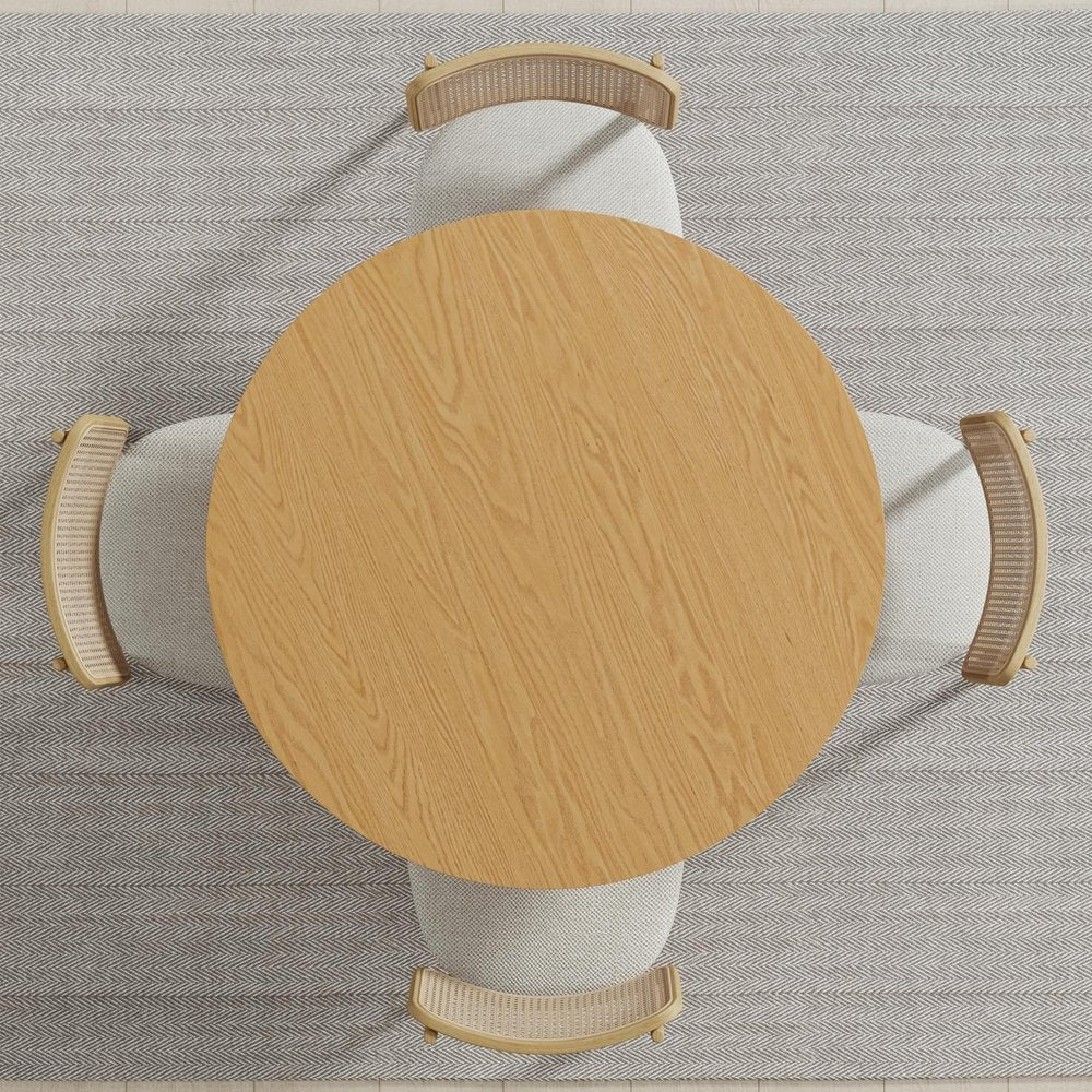 42" Black Solid Wood Pedestal Base Round Top Dining Table