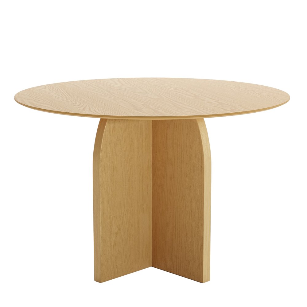 45" Black Solid Wood Pedestal Base Round Top Dining Table