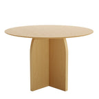 45" Black Solid Wood Pedestal Base Round Top Dining Table