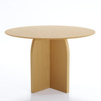 45" Black Solid Wood Pedestal Base Round Top Dining Table