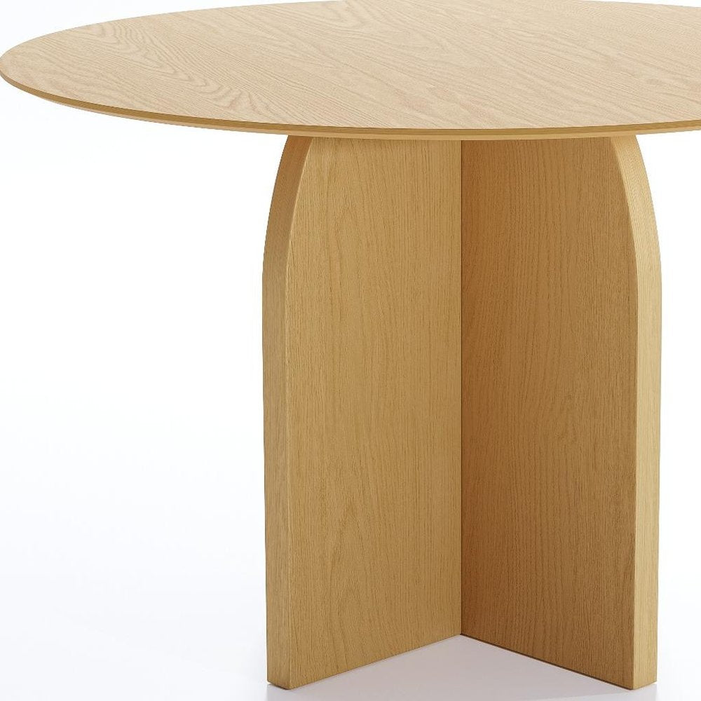 45" Black Solid Wood Pedestal Base Round Top Dining Table