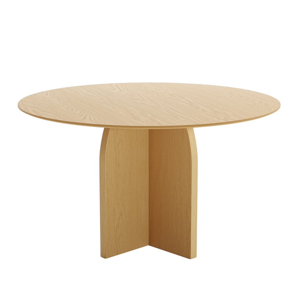 52" Natural Solid Wood Pedestal Base Round Top Dining Table