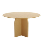 52" Natural Solid Wood Pedestal Base Round Top Dining Table