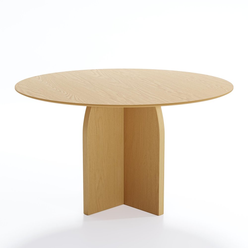 52" Natural Solid Wood Pedestal Base Round Top Dining Table