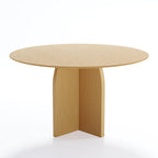 52" Natural Solid Wood Pedestal Base Round Top Dining Table