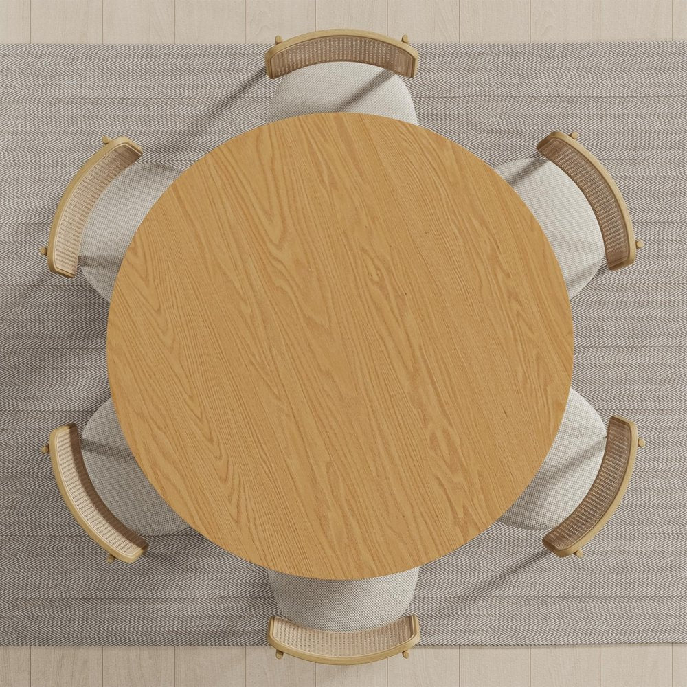 52" Natural Solid Wood Pedestal Base Round Top Dining Table