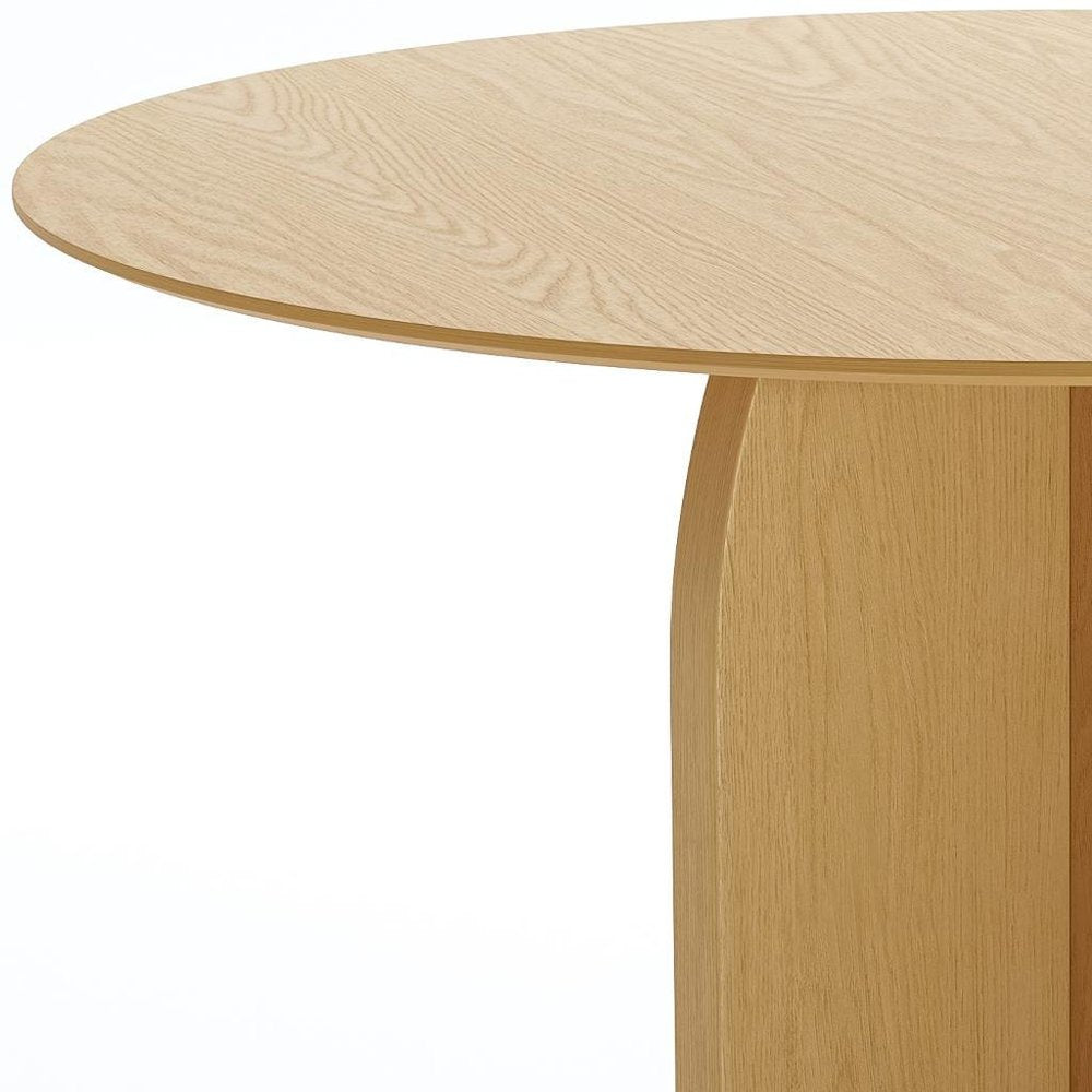 52" Natural Solid Wood Pedestal Base Round Top Dining Table
