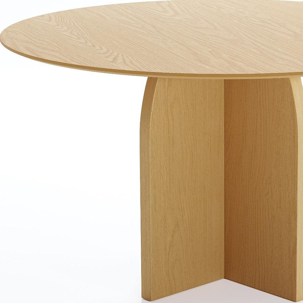 52" Natural Solid Wood Pedestal Base Round Top Dining Table