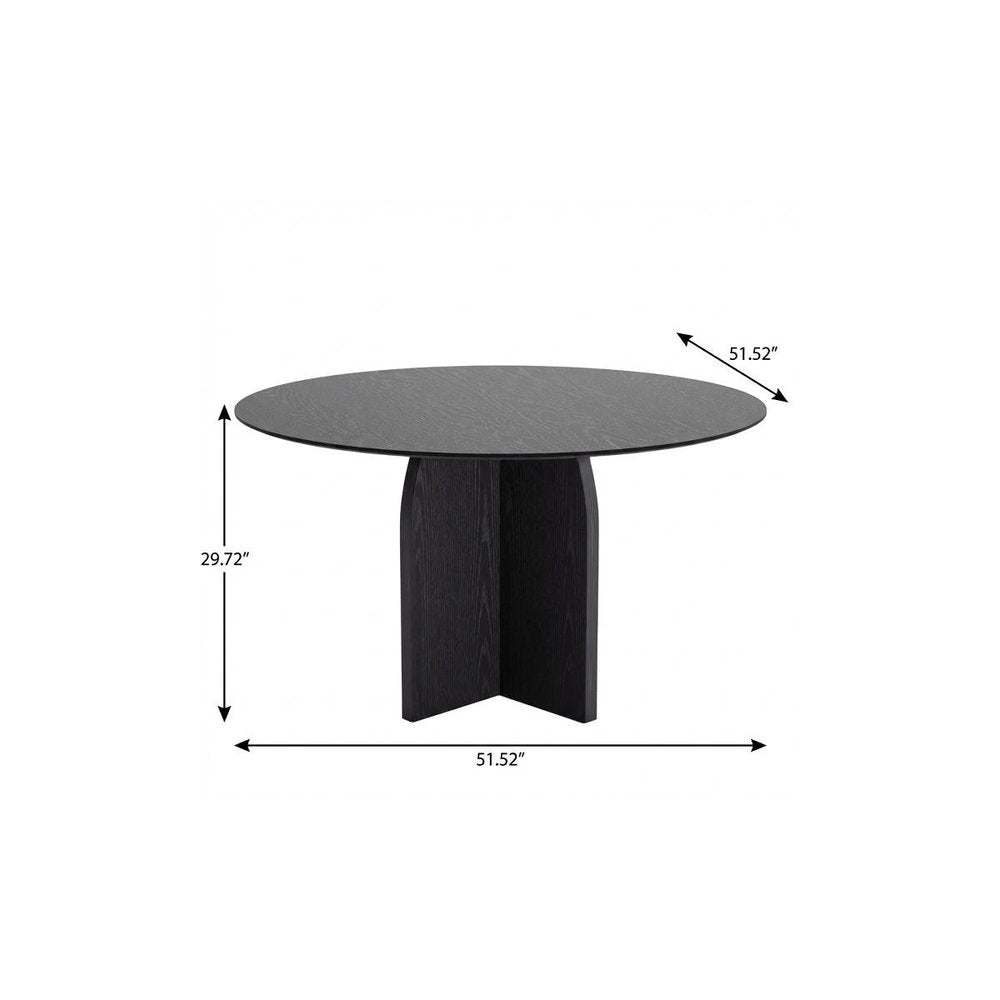 52" Natural Solid Wood Pedestal Base Round Top Dining Table