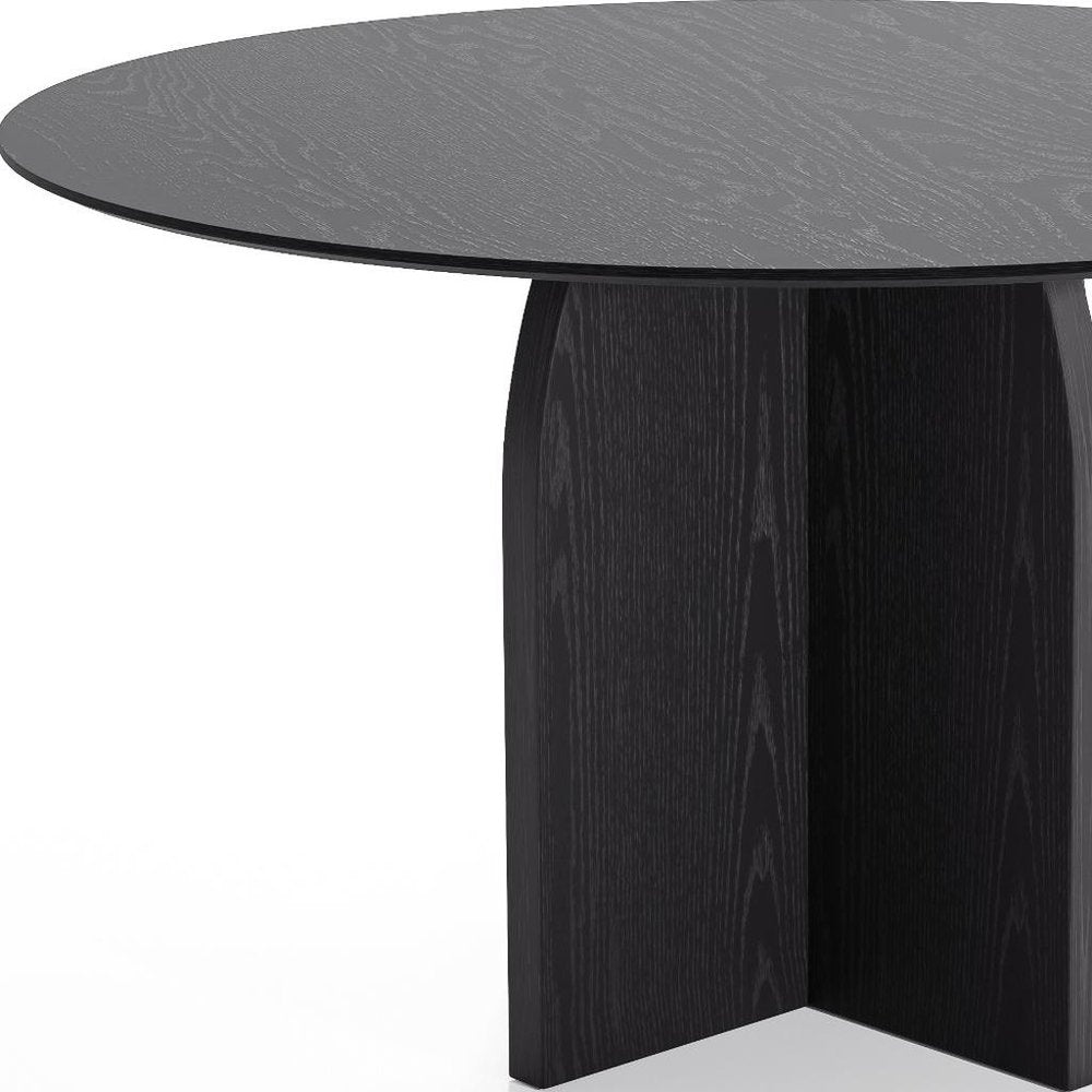 52" Natural Solid Wood Pedestal Base Round Top Dining Table