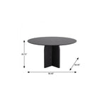 58" Black Solid Wood Pedestal Base Round Top Dining Table