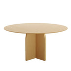 58" Natural Solid Wood Pedestal Base Round Top Dining Table