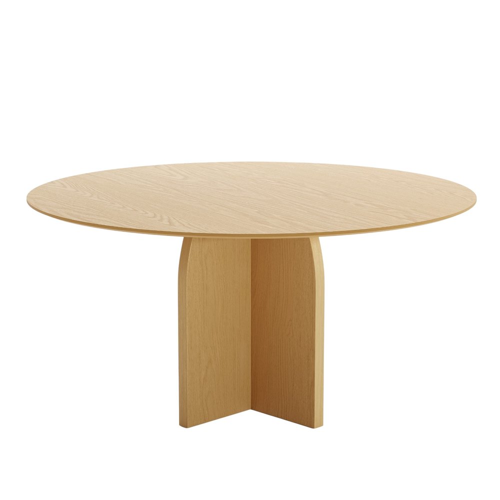 58" Natural Solid Wood Pedestal Base Round Top Dining Table