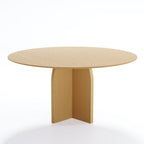58" Natural Solid Wood Pedestal Base Round Top Dining Table