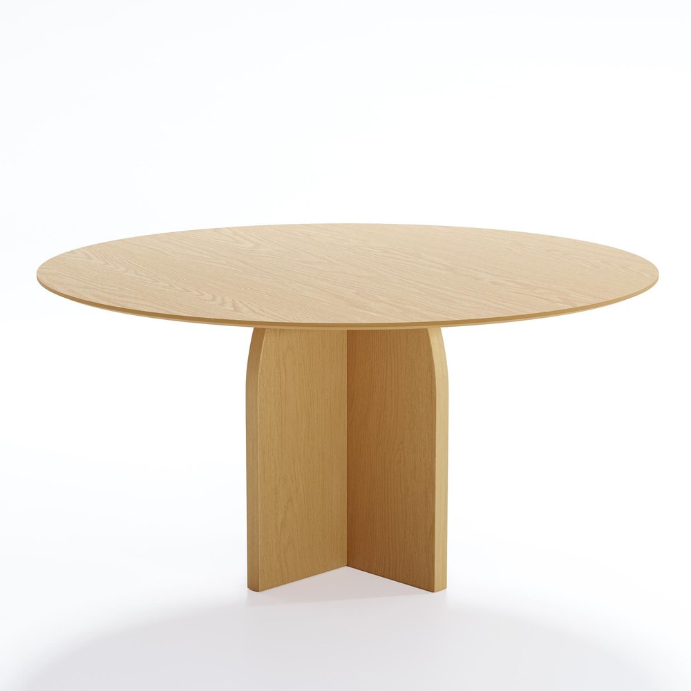 58" Natural Solid Wood Pedestal Base Round Top Dining Table