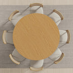 58" Natural Solid Wood Pedestal Base Round Top Dining Table