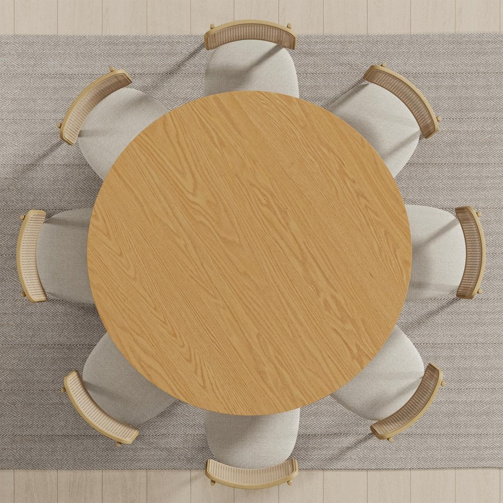 58" Natural Solid Wood Pedestal Base Round Top Dining Table